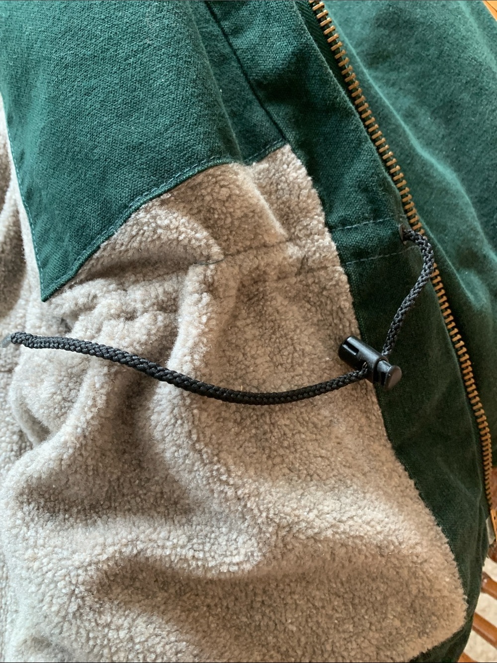 Carhartt Green Jacket with Brown Collar and Leather Logo Patch - Picture 7 of 10